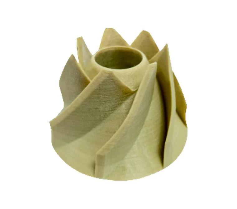 A PEEK impeller example shown in the LANDU materials catalog